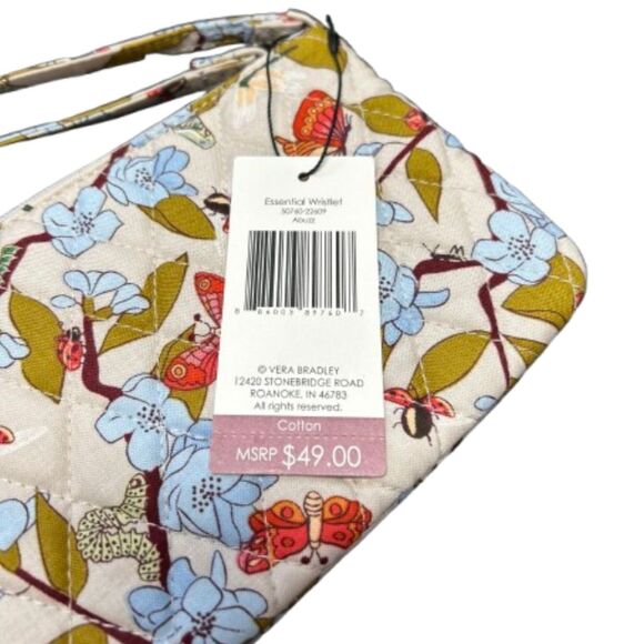 New Vera Bradley Essential Floral Wrislet in Cotton Ivory Blue Green E20 - Picture 4 of 6